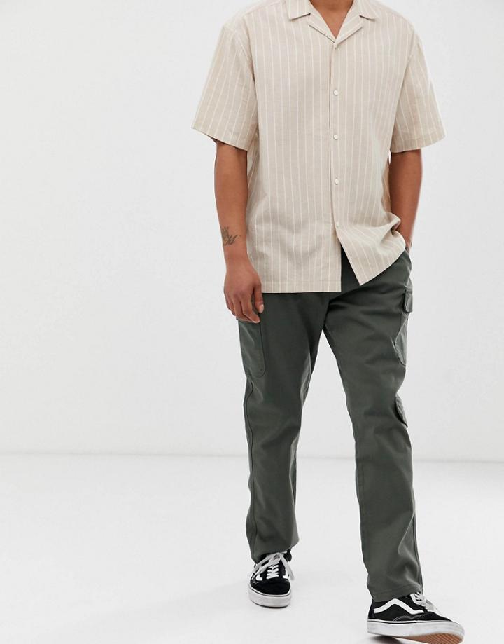 Brooklyn Supply Co Slim Fit Cargo Pants In Khaki-green