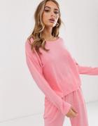 Asos Design Supersoft Off Shoulder Loungewear Sweat-pink