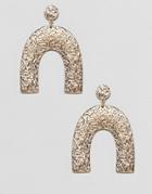 Asos Design Earrings In Textured Geo Shape Design In Gold - Gold