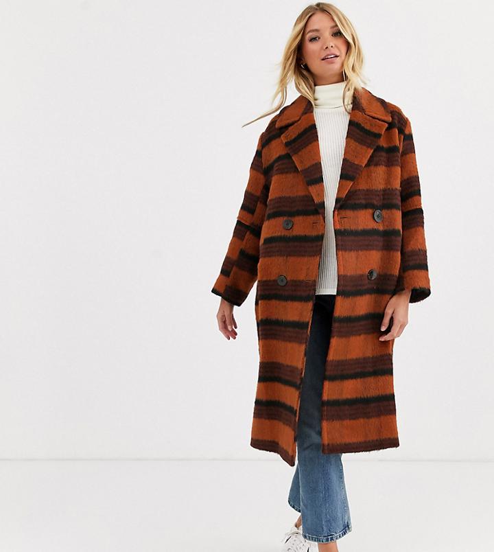 Asos Design Maternity Brushed Check Coat-multi