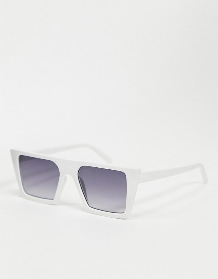 Aj Morgan Oversized Flat Brow Sunglasses In White