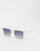 Aj Morgan Oversized Flat Brow Sunglasses In White