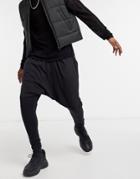 Asos Design Lightweight Drop Crotch Sweatpants In Black
