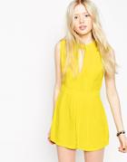 Motel Sami Cut Out Romper In Citrus - Yellow