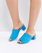 Truffle Kitten Heel Mule Sandal - Blue