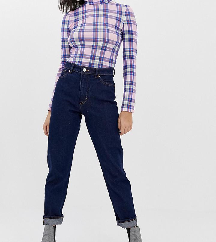 Monki Moluna High Waist Straight Leg Jeans With Organic Cotton In Dark Blue