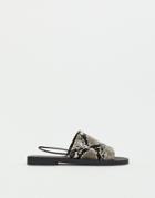 Asos Design Fluent High Vamp Slingback Flat Sandals In Snake Print - Multi
