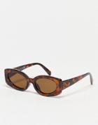 Svnx Chunky Retro Mid Frame Sunglasses In Tortoiseshell-brown