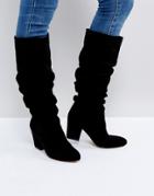 Office Kowl Slouch Leather Boots - Black