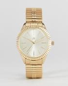 Asos Design Watch With Vintage Style Expander Strap In Gold - Gold