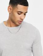 French Connection Soft Touch Logo Crew Neck Sweater In Light Gray