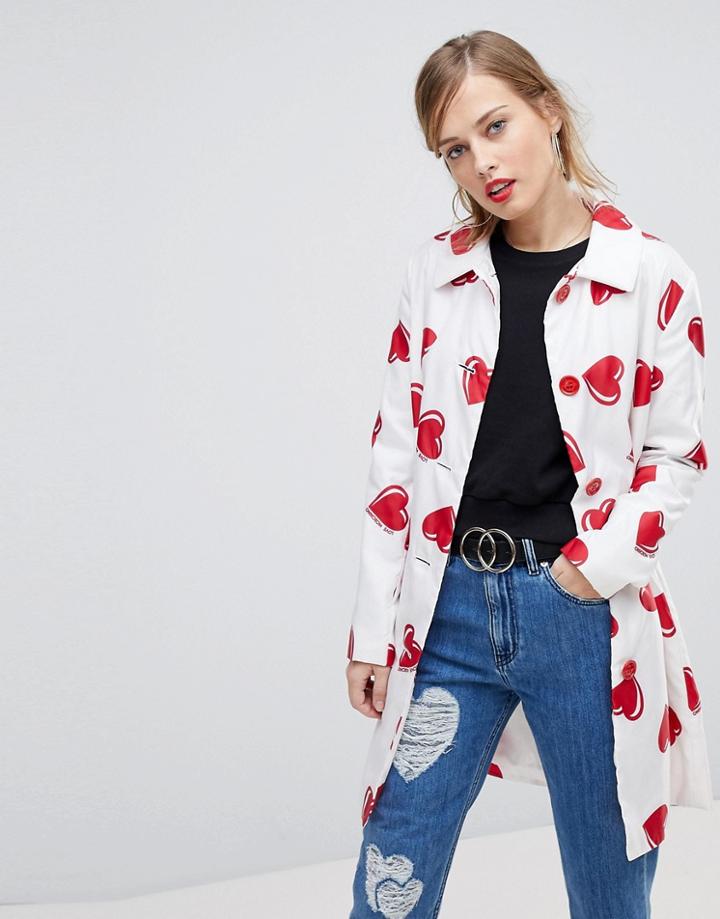 Love Moschino Heart Icon Trench Coat - White