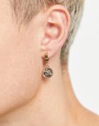 Wftw Coin Hoop And Stone Stud Earring Set In Gold