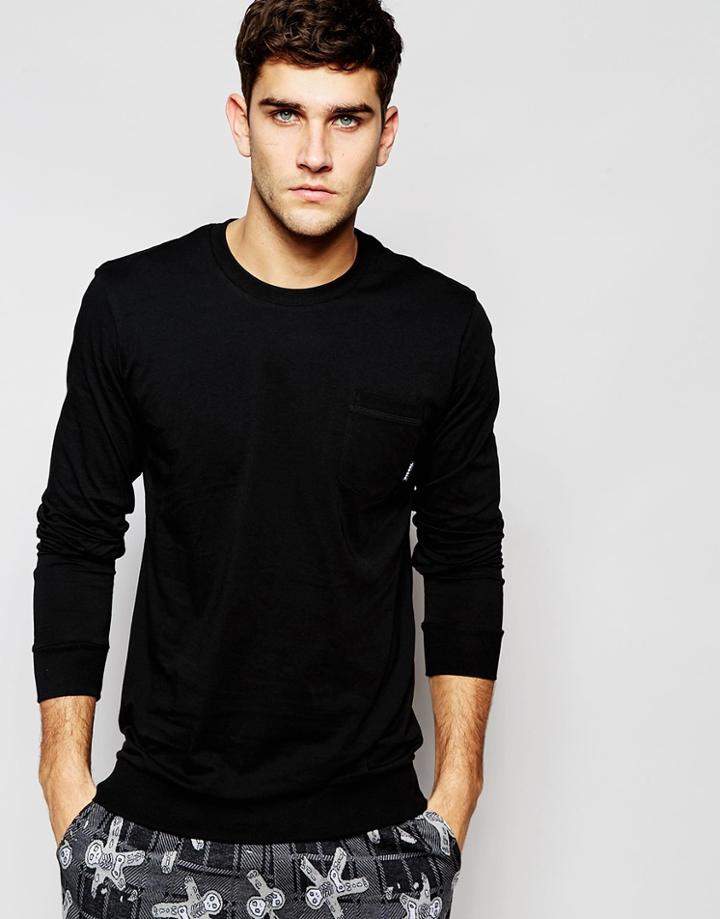 Diesel Long Sleeve Top In Regular Fit - Black