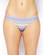 Asos Pastel Geo-tribal Ruched Brazilian Bikini Bottom - Pastel Print