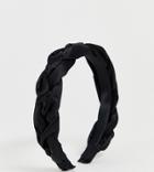 My Accessories London Exclusive Satin Woven Wide Headband-black