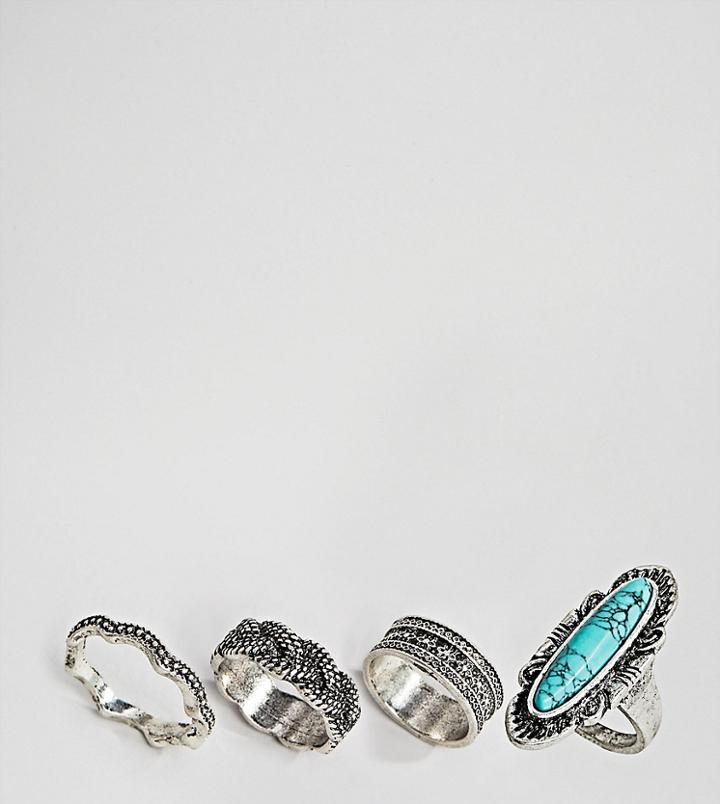 Sacred Hawk Semi Precious Ring Multipack - Silver