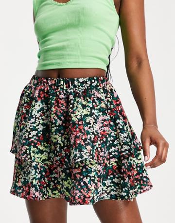 The Frolic Flippy Mini Skirt In Vintage Floral-multi