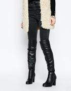 Truffle Collection Seren Over The Knee Boots - Black Pu