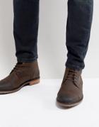 Silver Street Toe Cap Boots In Brown Leather - Brown