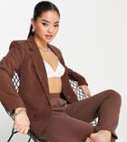 Vila Petite Tailored Suit Blazer In Chocolate Brown - Part Of A Set
