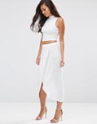 Asos Wrap Midi Pencil Skirt In Jersey - White