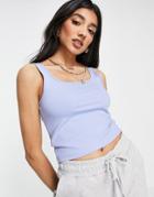 Abercrombie & Fitch Seamless Crop Top In Light Blue-purple