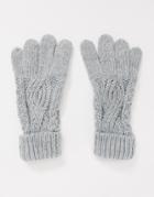 Boardmans Cable Knitted Glove With Turn Up Cuff In Gray-grey