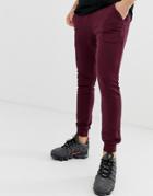Asos Design Super Skinny Sweatpants In Burgundy - Red