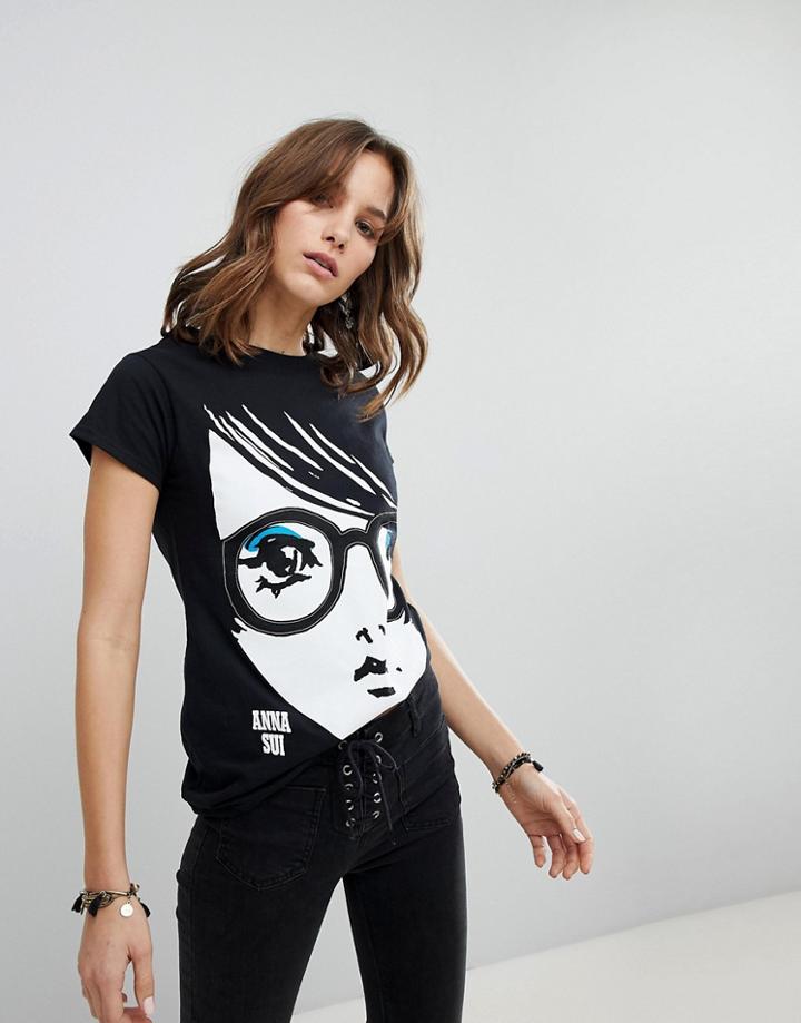 Anna Sui Face Jersey T-shirt - Black