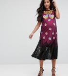 Asos Maternity Bright Embroidery Mesh Dress-black