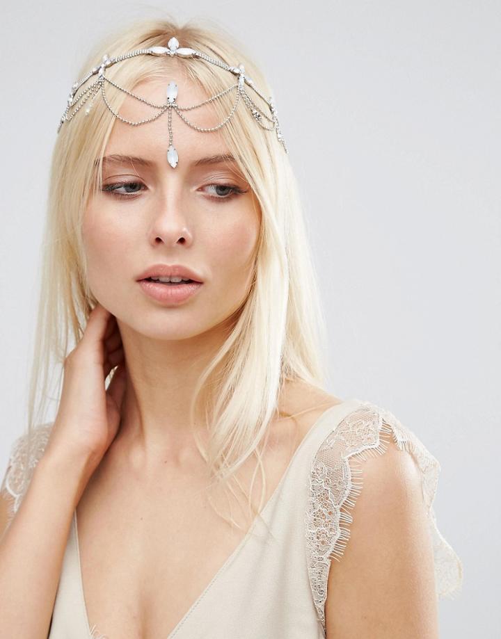 Asos Pretty Draping Flower Hair Crown - Silver