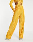 I Saw It First Wide Leg Plisse Pants In Mango - Part Of A Set-orange