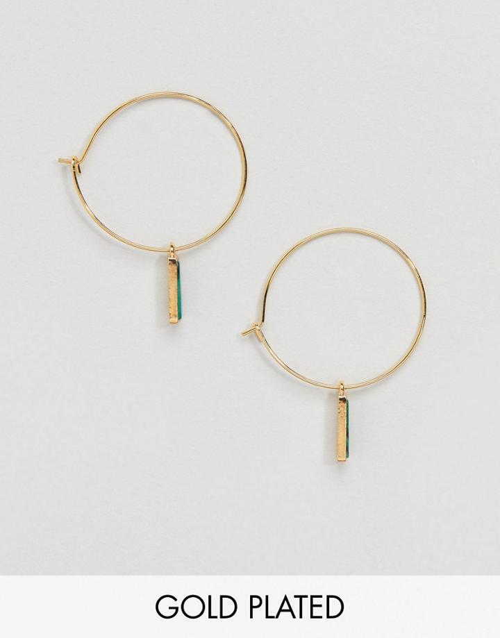 Orelia Gold Plated Drop Hoop Earrings - Gold