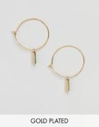 Orelia Gold Plated Drop Hoop Earrings - Gold