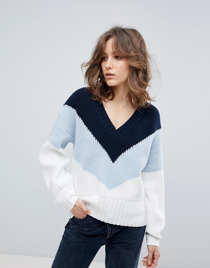 Selected Color Block Knit Sweater - Multi