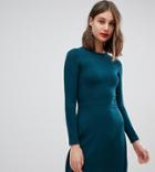 Warehouse Pointelle Knitted Dress In Bottle Green - Green