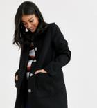 Asos Design Maternity Hooded Slim Coat In Black - Black