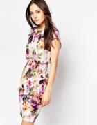Jessica Wright Kylie Dress With Overlay Floral Top - Pink Floral