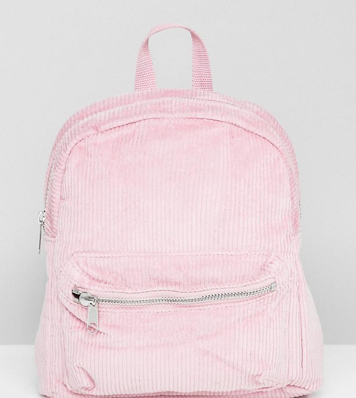 Monki Cord Mini Backpack In Pink - Pink