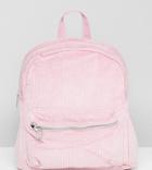 Monki Cord Mini Backpack In Pink - Pink