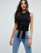 Asos Top With Obi Tie - Black