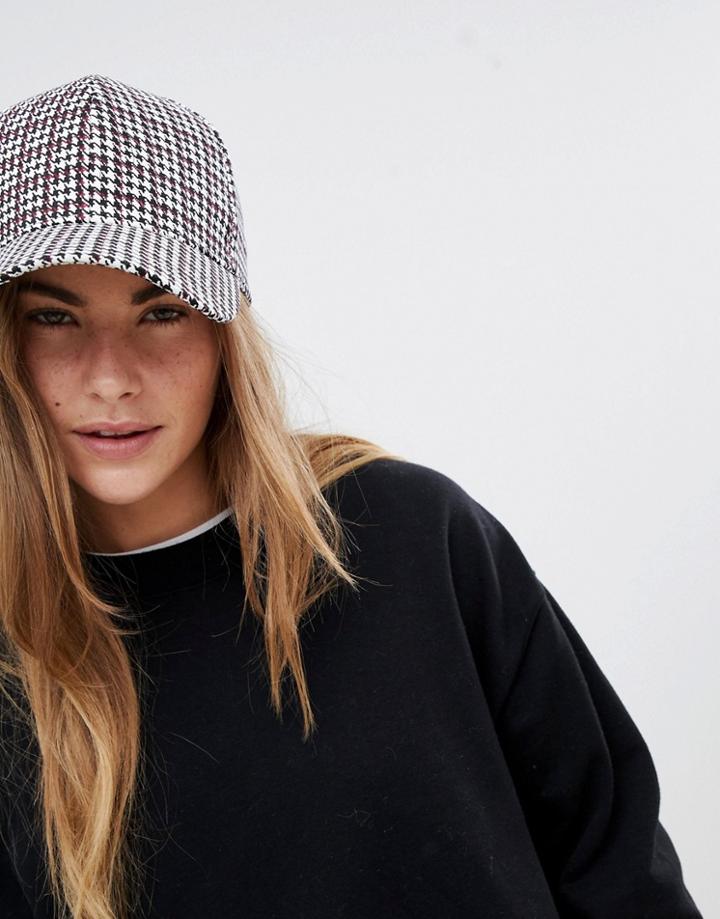 Asos Baseball Cap In Dogstooth - Multi