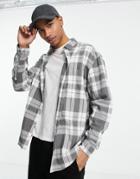 Asos Design 90s Oversized Check Shirt In Gray