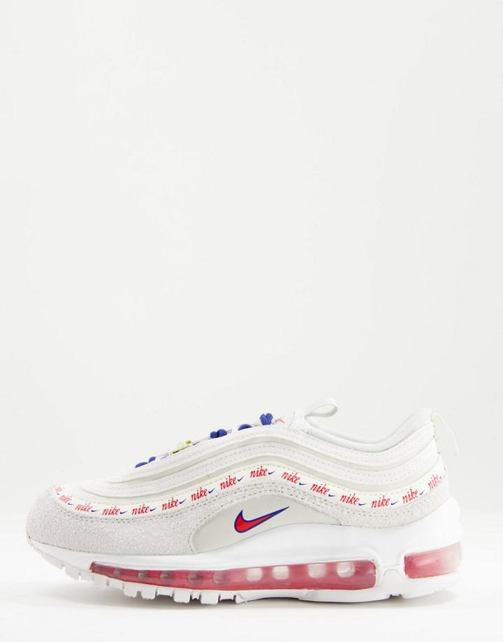 Nike Air Max 97 Se Sneakers In Light Bone/university Red-neutral