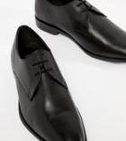 Frank Wright Wide Fit Derby Shoes In Black Leather - Black