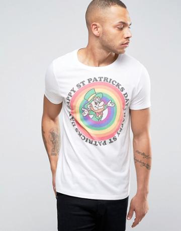 Asos St Patricks Day T-shirt With Leprechaun Print - White