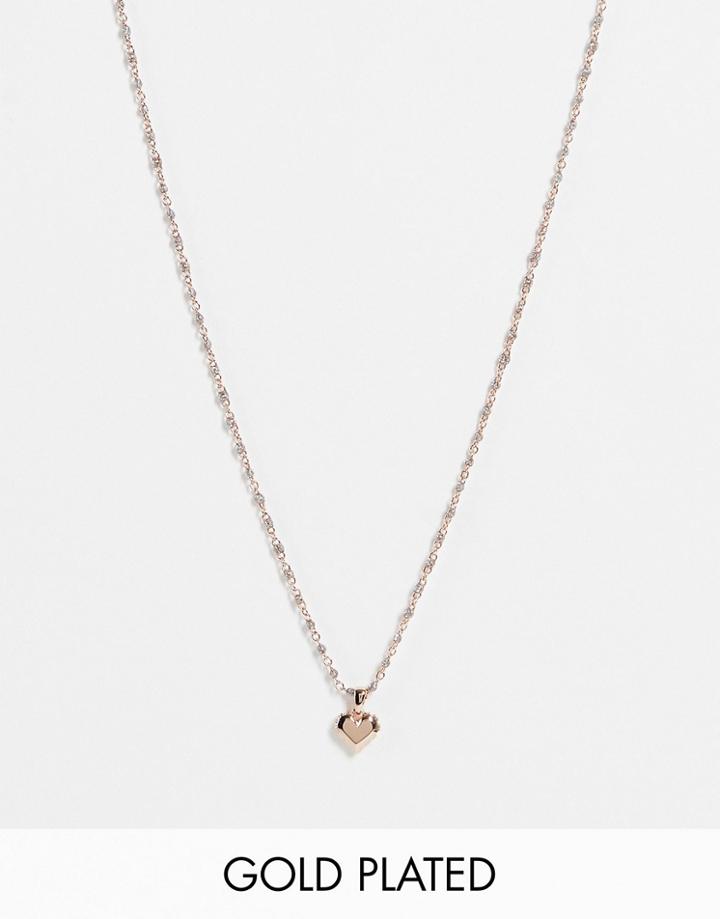 Ted Baker Saraah Sparkle Heart Chain Pendant Necklace In Rose Gold