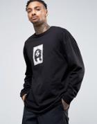 Asos Oversized Long Sleeve T-shirt With Patch Applique - Black