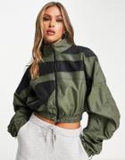 Reebok X Cardi B Vector Track Jacket In Khaki And Black-green